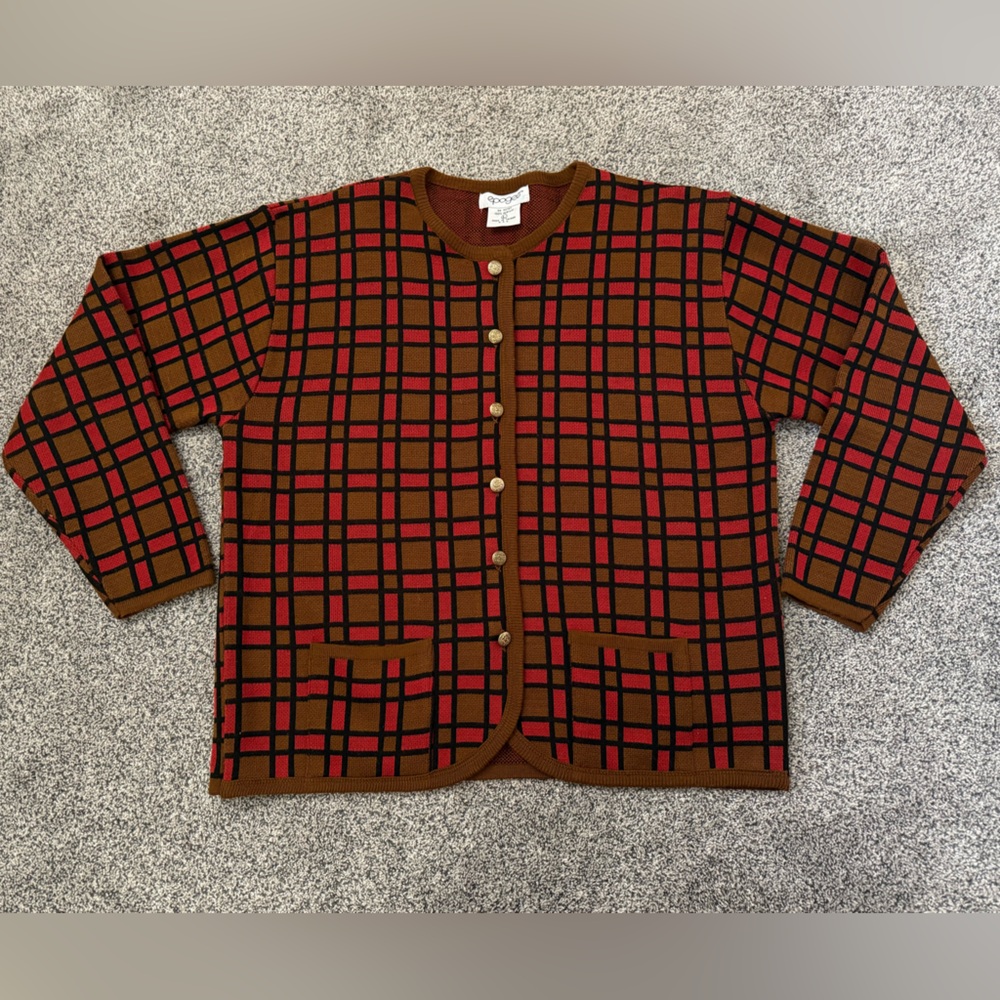 Epogee Brown and Red Checkered Sweater